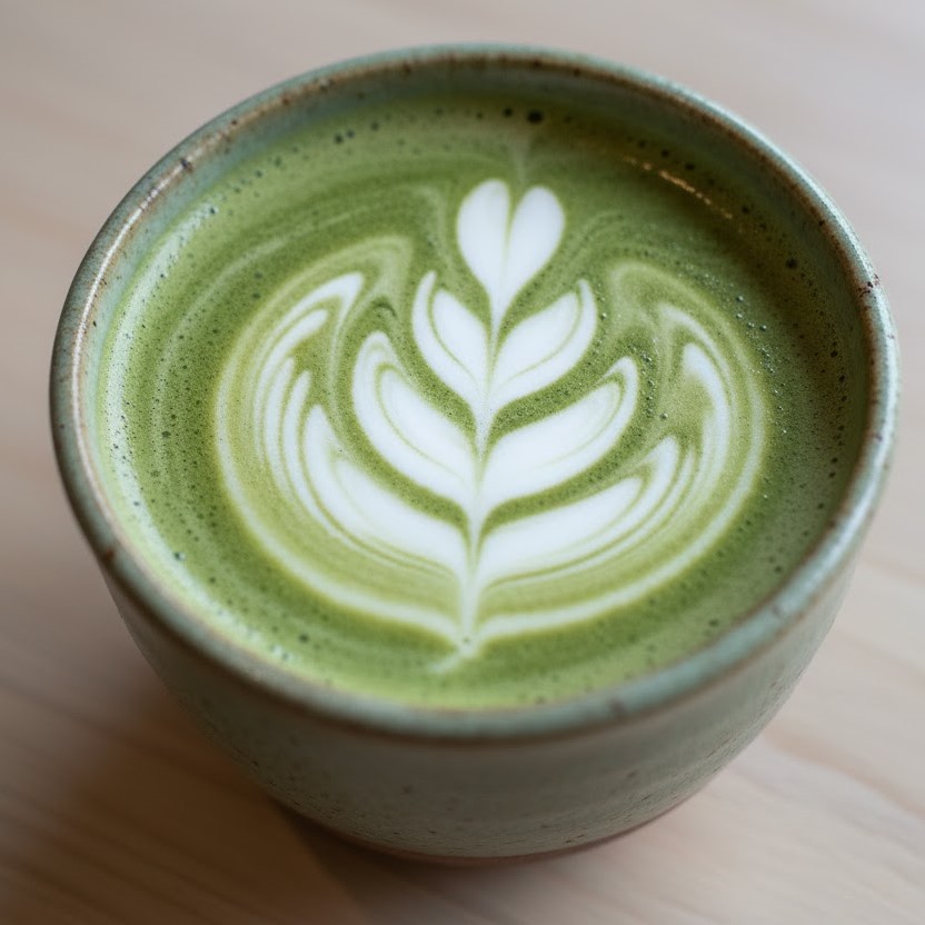 Matcha latte with latte art